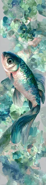 Free printable fish bookmark featuring blue green fish bookmark